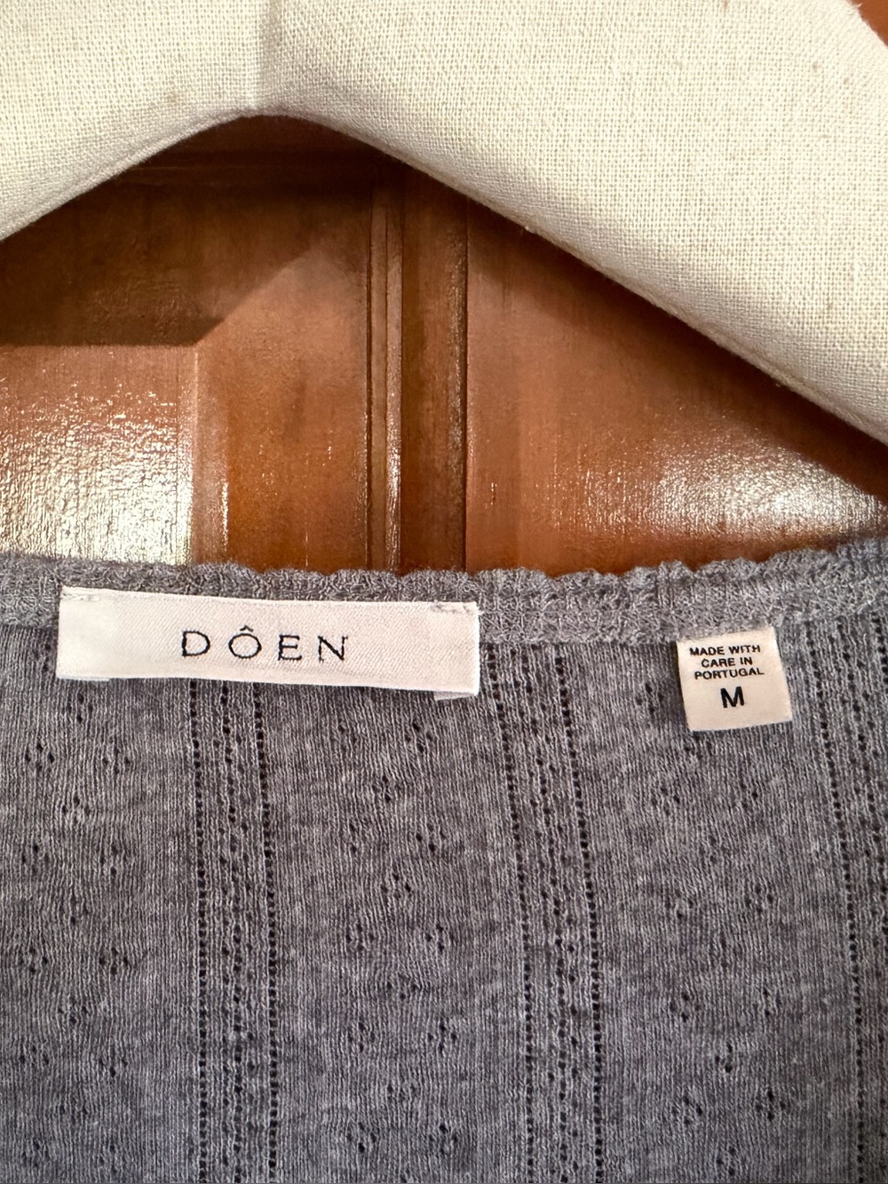 DOEN -Heather Grey- Pointelle Cilla Tee M - Picture 4 of 6